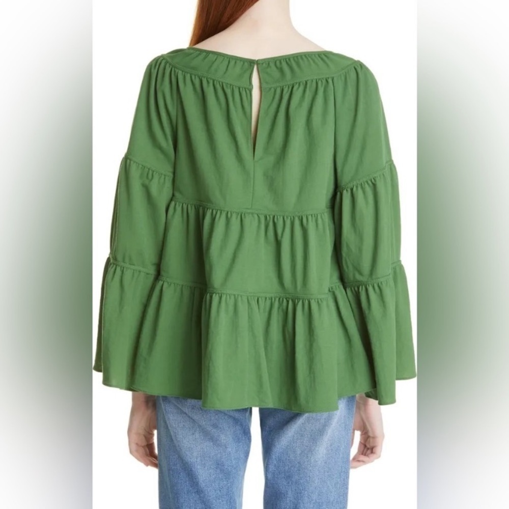 REBECCA Taylor Womens Green Tiered Pique Top Size XS - Picture 3 of 7